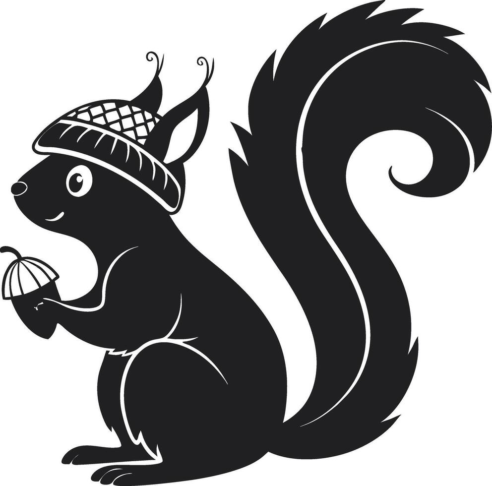 Playful Squirrel in a Cozy Hat Holding an Acorn Graphic for Creative Projects vector