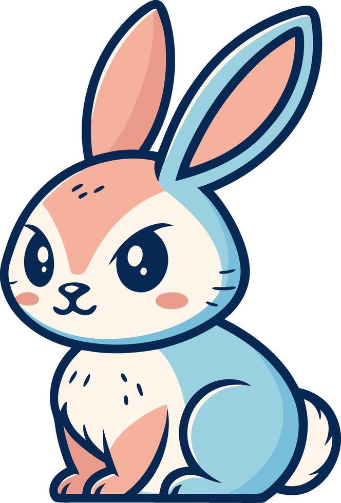 Cute Blue and Pink Bunny Illustration for Childrens Crafts and Coloring Books vector