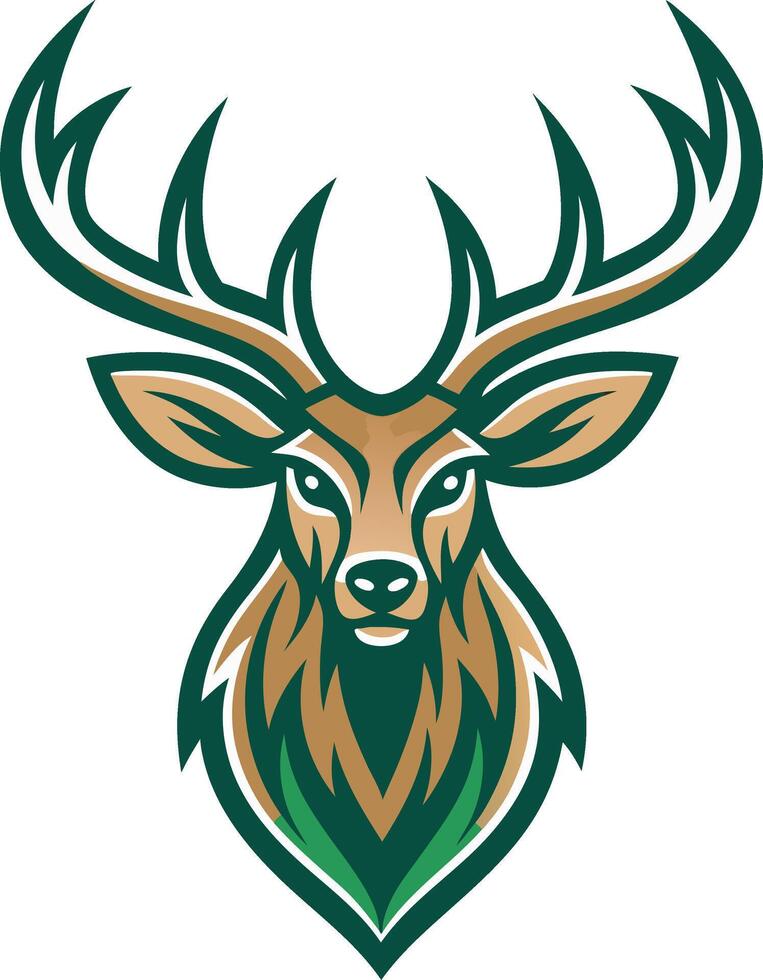 Majestic Stag Head with Intricate Antlers for Nature Inspired Designs and Tattoos vector