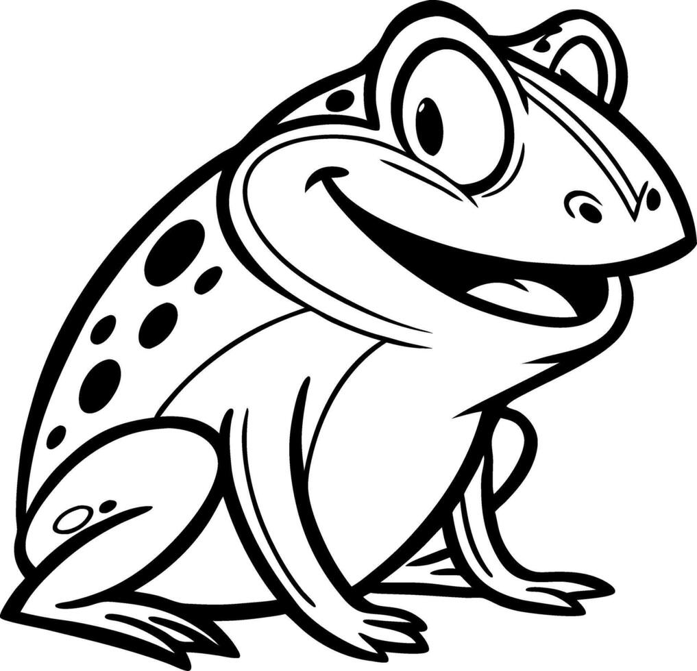 Cute Cartoon Frog Character Smiling Graphic for Coloring Books and Designs vector