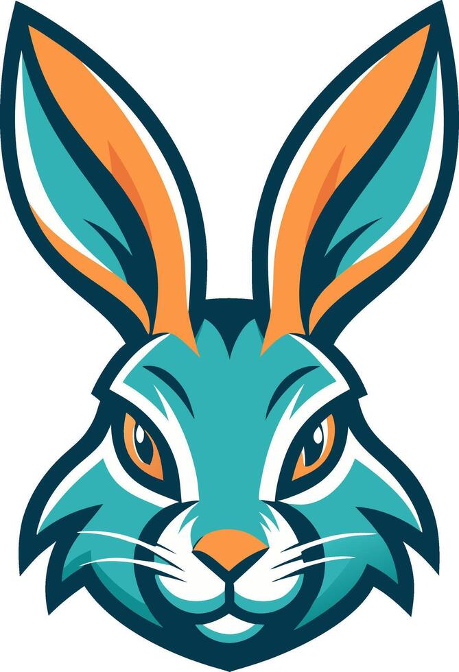 Stylized Rabbit Head Illustration with Vibrant Colors for Creative Projects vector