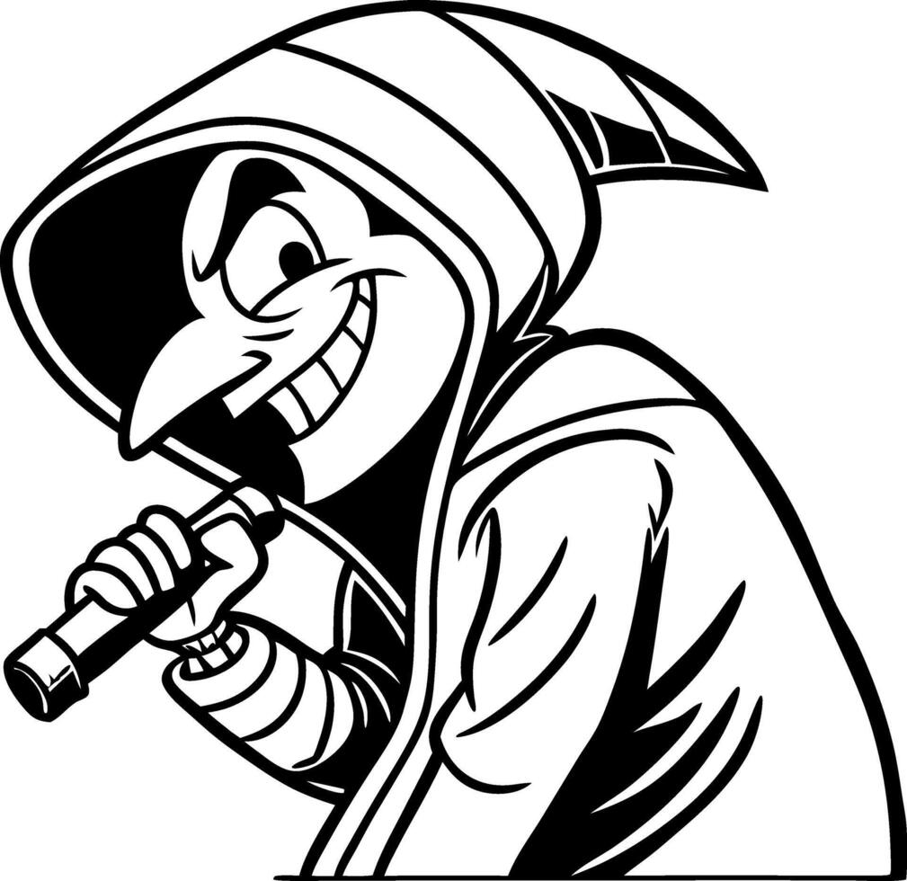 Cartoon Character with Microphone in Hoodie Ready to Perform vector