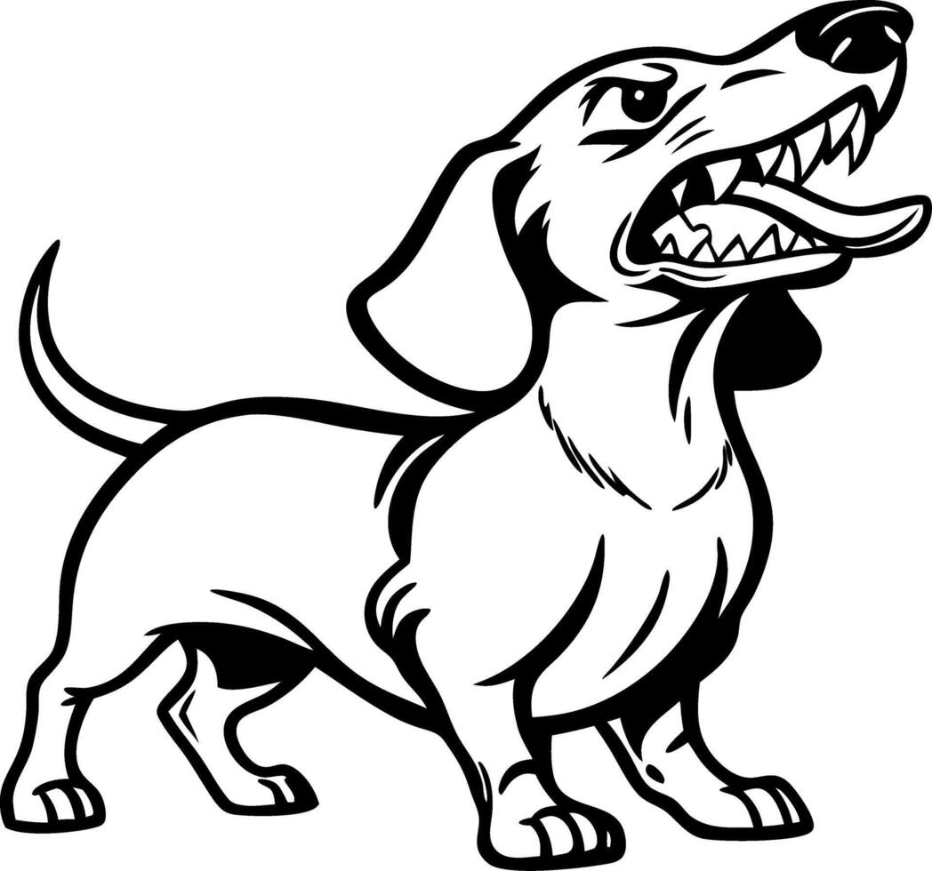 Angry Dachshund Dog Illustration for Tattoo Designs and Coloring Books vector