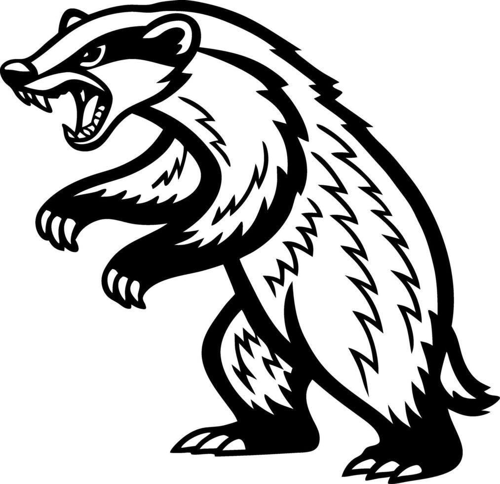 Aggressive Badger Illustration for Nature Themed Designs and Tattoo Concepts vector