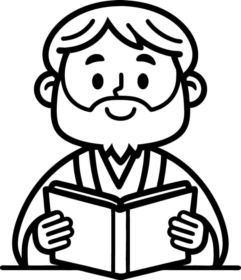 Happy Scholar Reading Book Cute Cartoon Character Design for Educational Projects vector