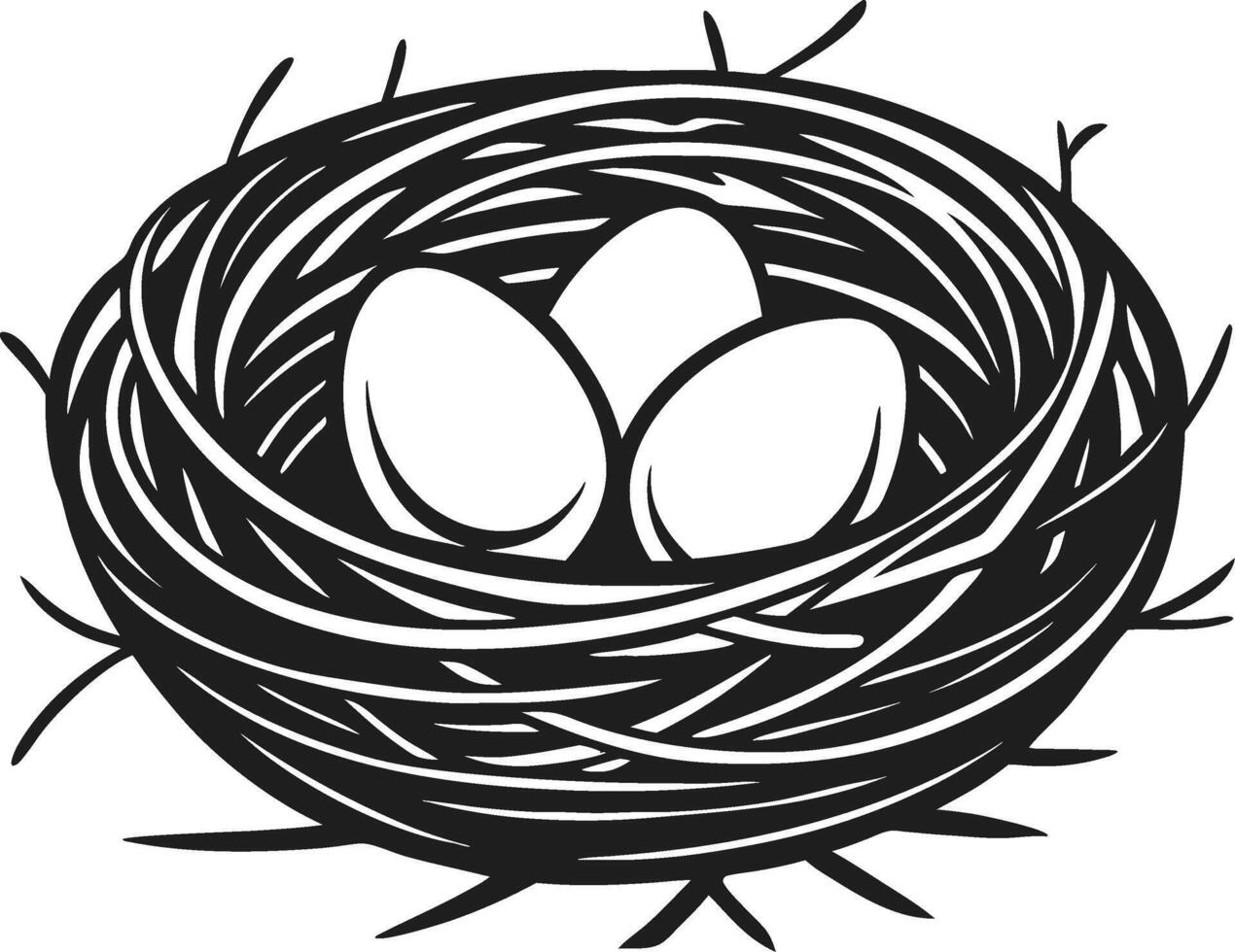 Stylized Bird Nest with Three Eggs Ideal for Nature Themes and Design Projects vector