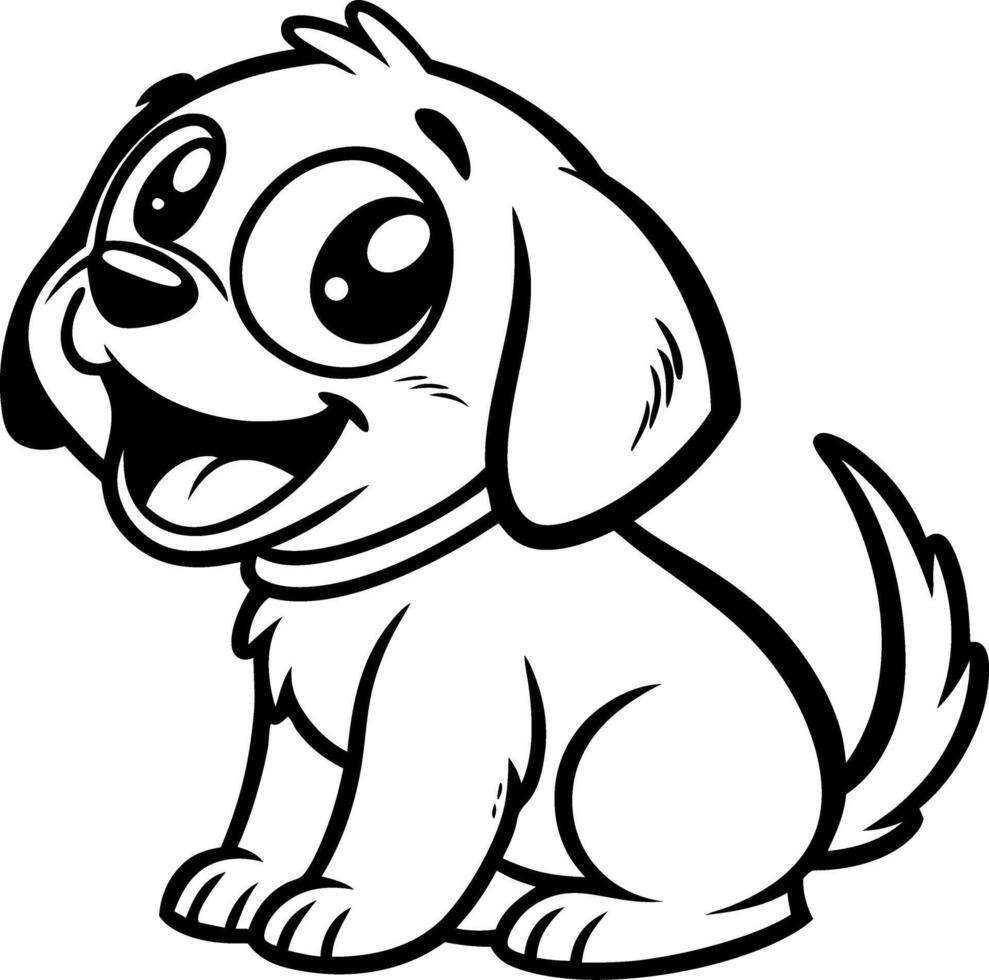 Cute Cartoon Puppy with Big Eyes for Coloring Book and Kids Art Projects vector