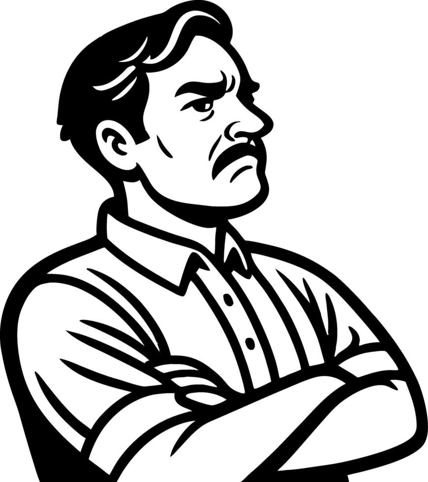 Angry Man with Arms Crossed Vintage Style Illustration for Graphic Design and Merchandise vector