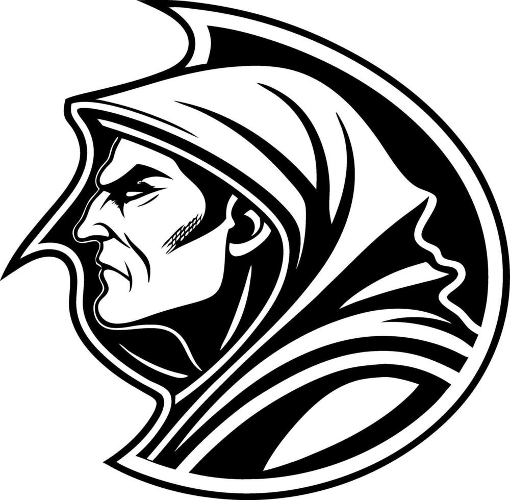 Mysterious Hooded Figure Profile for Graphic Design and Tattoo Inspiration vector