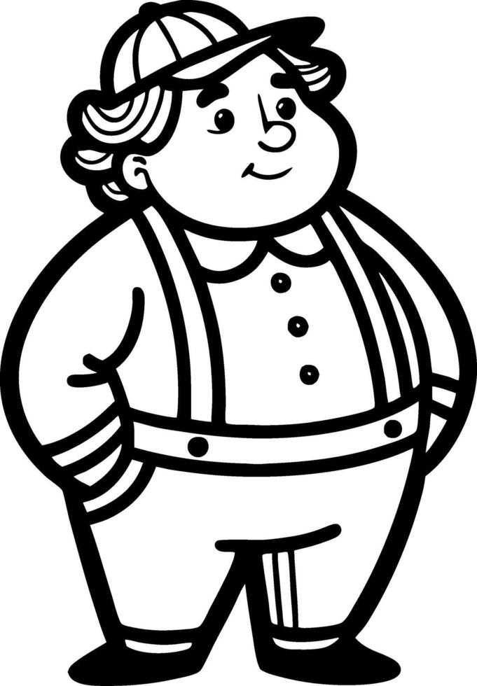 Charming Cartoon Boy Character in Cap and Suspenders Ideal for Childrens Illustrations vector