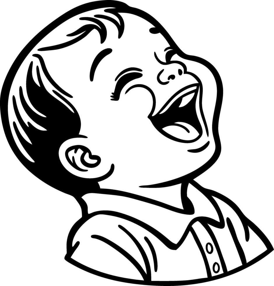 Joyful Baby Laughing Retro Illustration for Childrens Decor or Graphic Design Projects vector