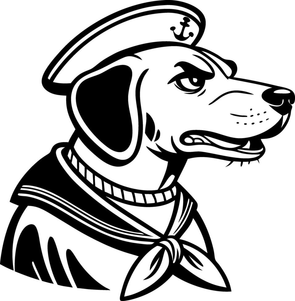 Nautical Dog Illustration Wearing Sailor Hat and Scarf Ideal for Tattoo Designs and Merchandise vector