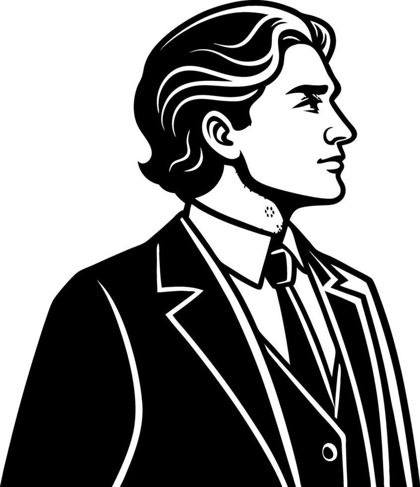 Elegant Vintage Man Portrait Profile in a Suit Suitable for Branding and Illustration Projects vector