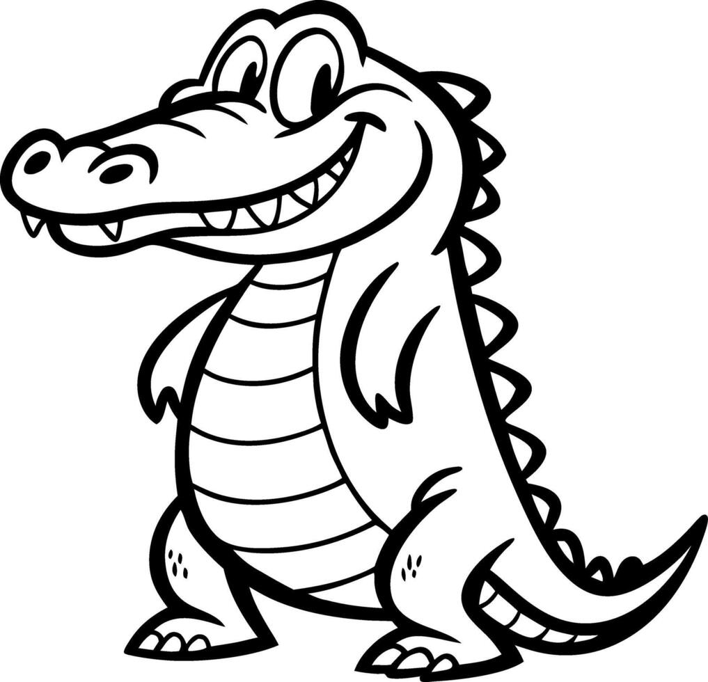 Playful Cartoon Alligator Character Ideal for Kids Coloring Books and Fun Designs vector