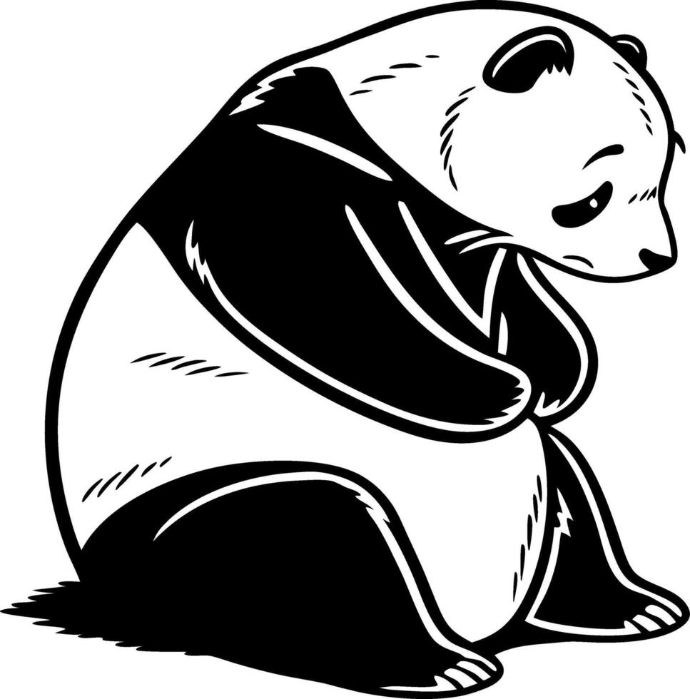 Sad Panda Illustration Perfect for Tattoo Design and Coloring Book vector