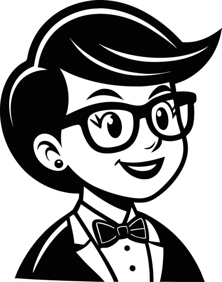 Stylish Cartoon Character in Suit with Glasses and Bowtie for Fun Designs or Crafts vector