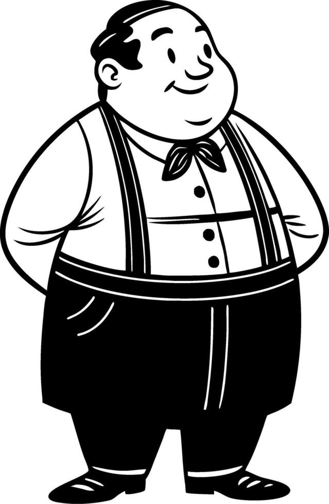 Vintage Cartoon Character with Bow Tie and Suspenders in Classic Style Design vector
