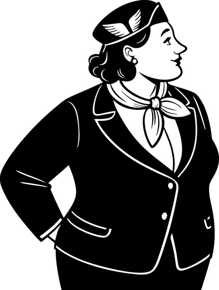 Vintage Airline Stewardess Illustration for Travel Themed Designs and Marketing vector