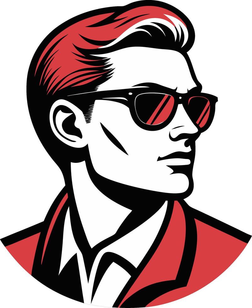 Stylish Retro Man with Sunglasses and Red Hair Illustration for Creative Projects vector