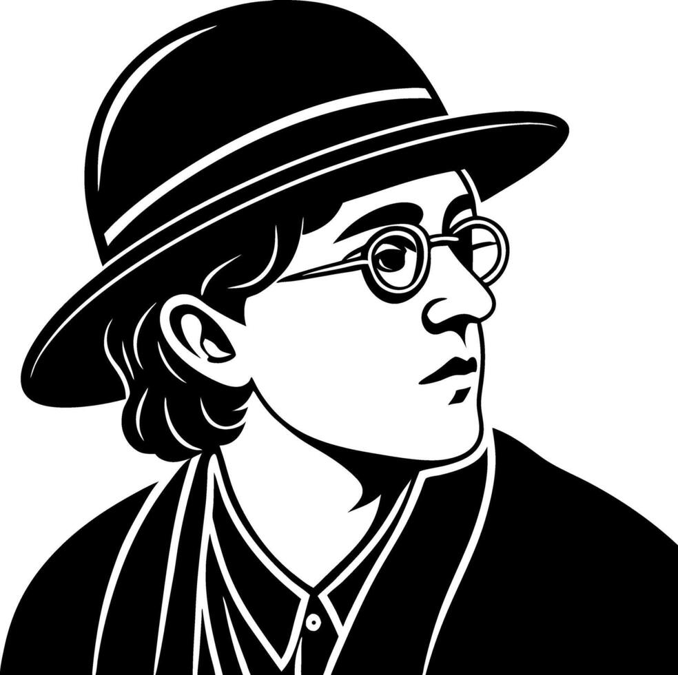 Stylish Man in Bowler Hat with Glasses Portrait Illustration for Creative Projects vector