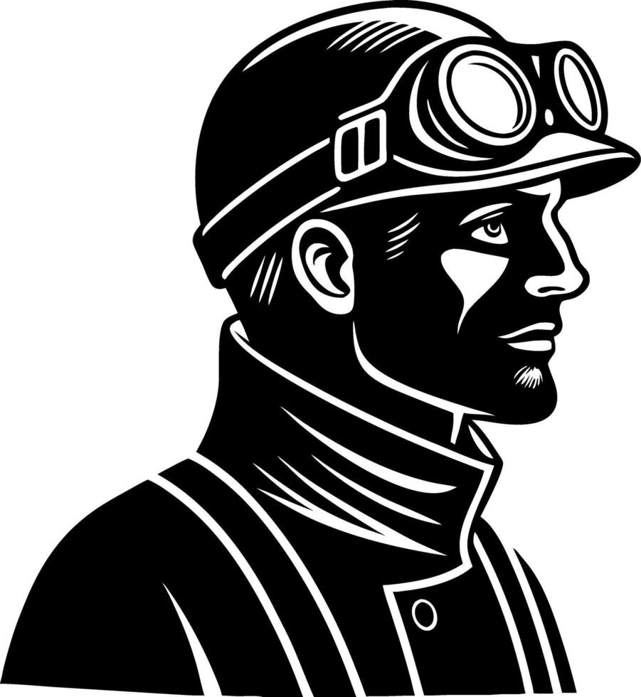Vintage Miner Illustration with Goggles and Helmet for Logo Design and Tattoo Art vector
