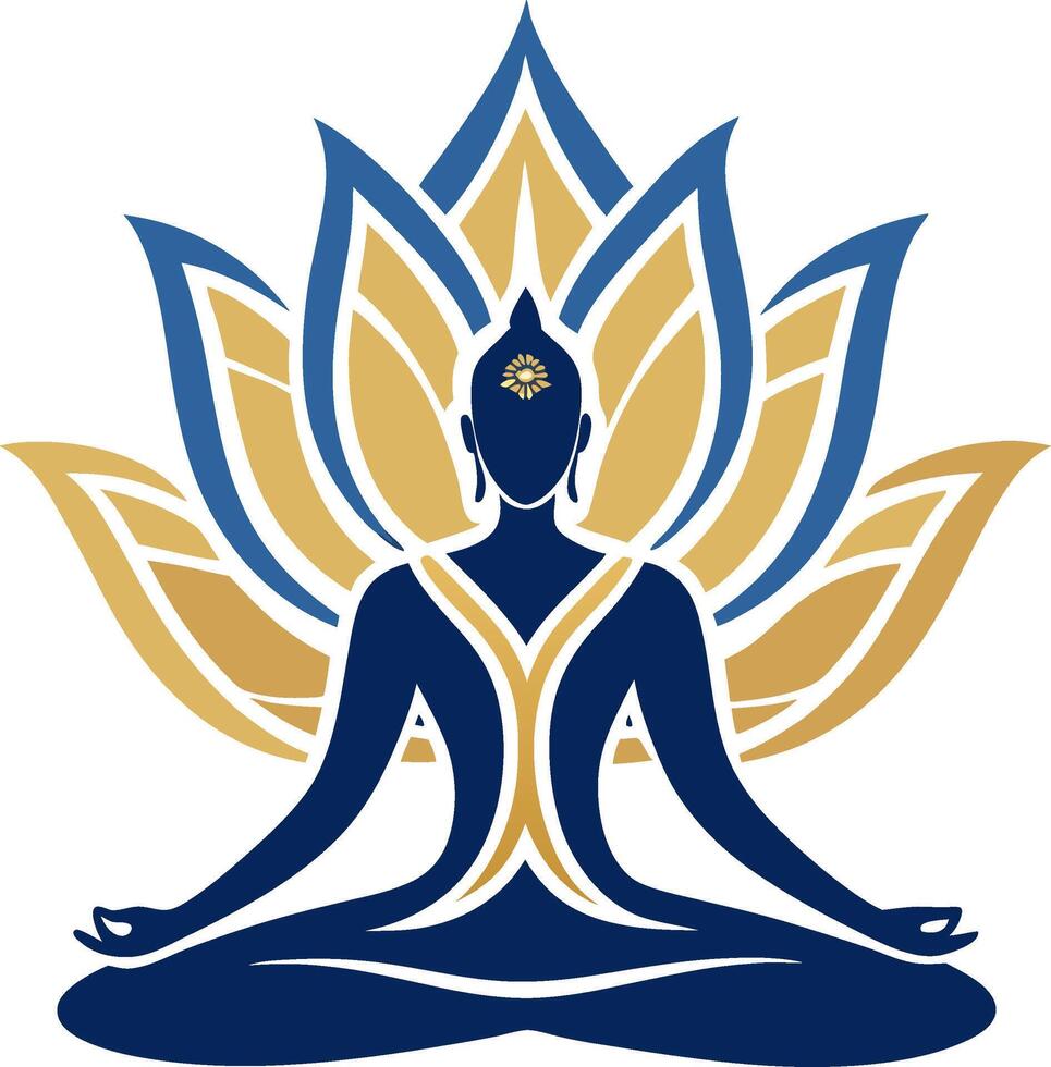 Serene Buddha Silhouette with Lotus Flower Design for Yoga Meditation and Spiritual Wellness vector