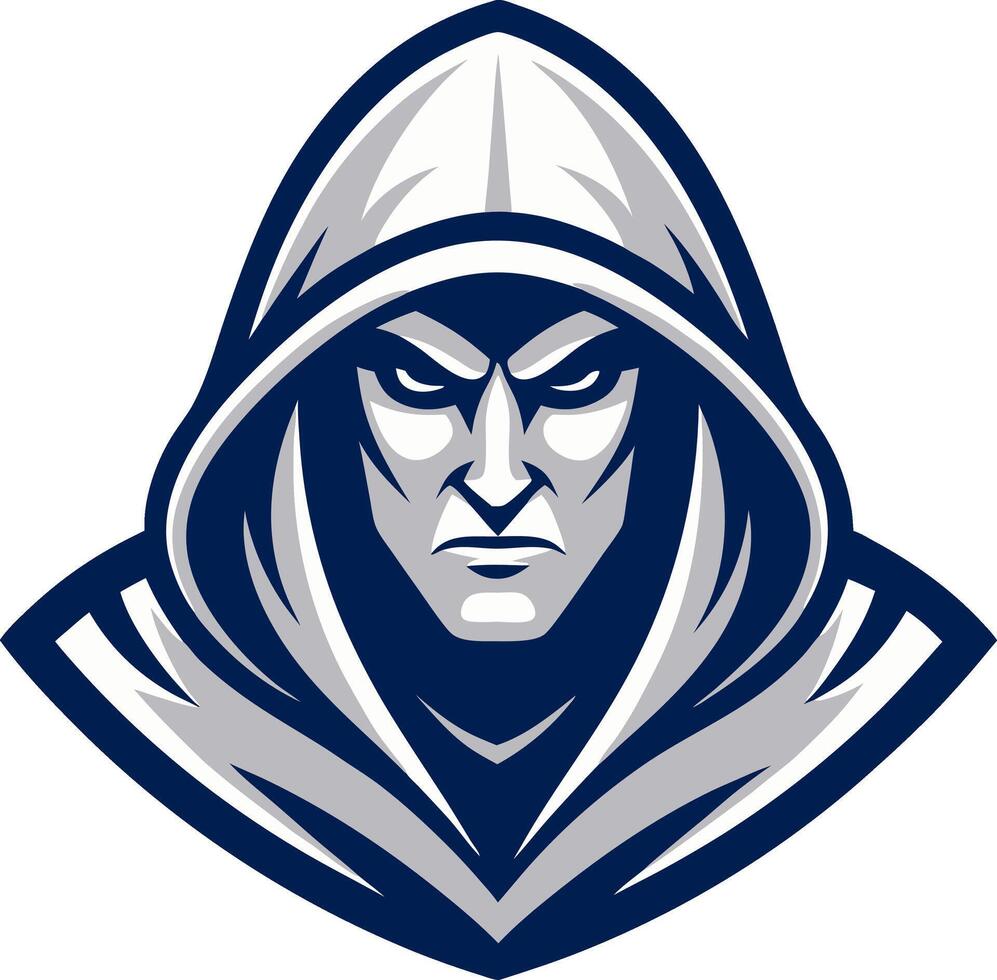 Intimidating Hooded Figure Graphic for Sports Teams and Gaming Logos vector