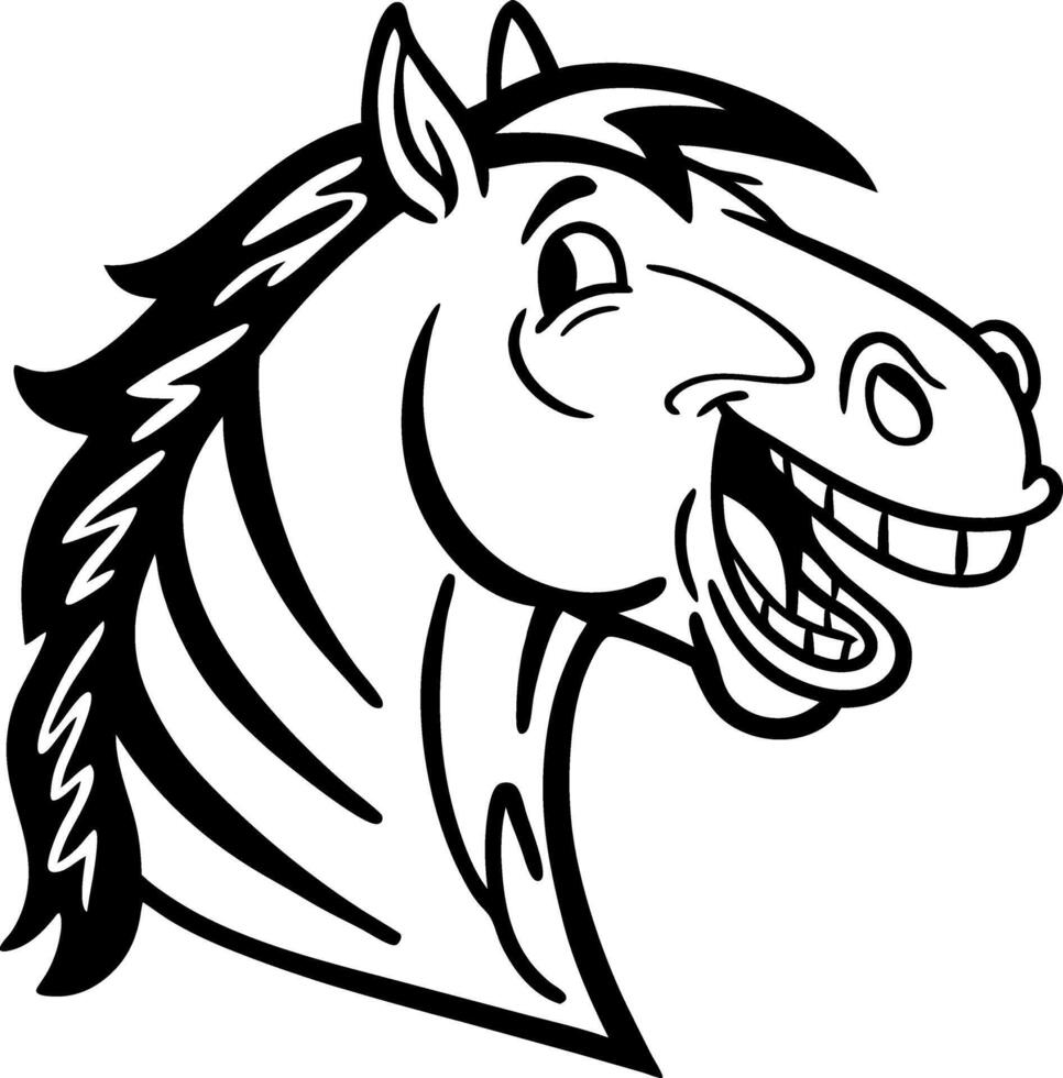 Cheerful Cartoon Horse Head Cute Smiling Mascot Design for Coloring and Print Projects vector