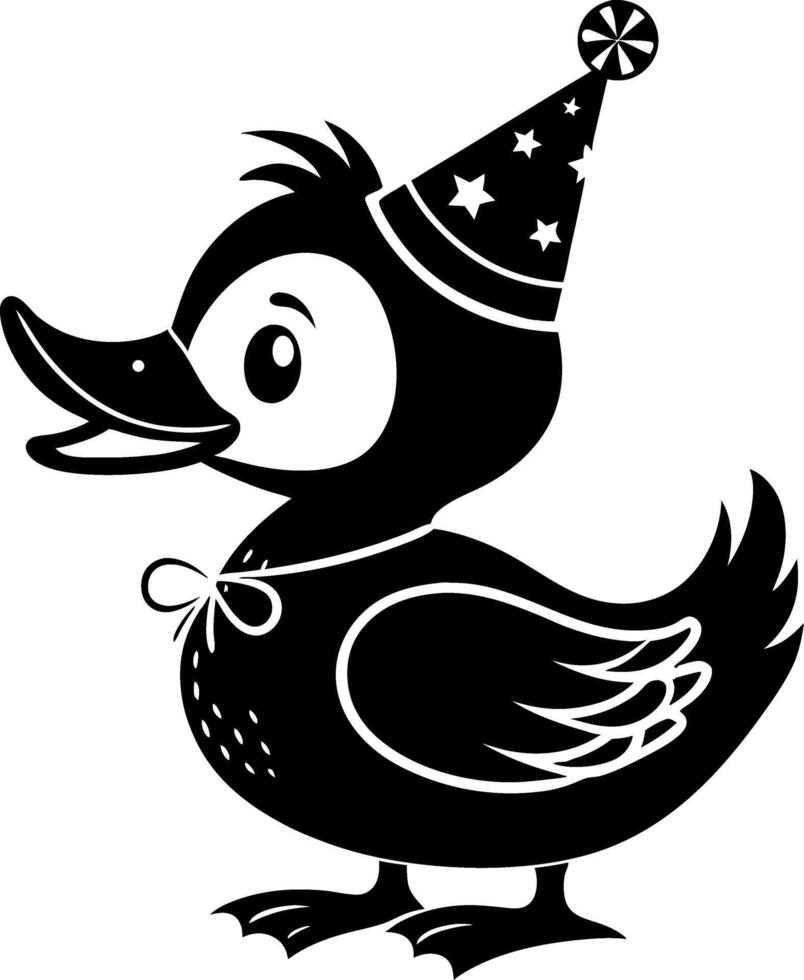 Cheerful Cartoon Duck in Party Hat Ideal for Childrens Designs and Celebrations vector
