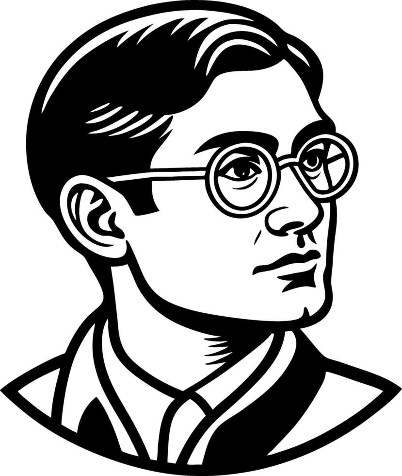 Vintage Portrait of a Thoughtful Young Man in Glasses Ideal for Illustrations and Designs vector