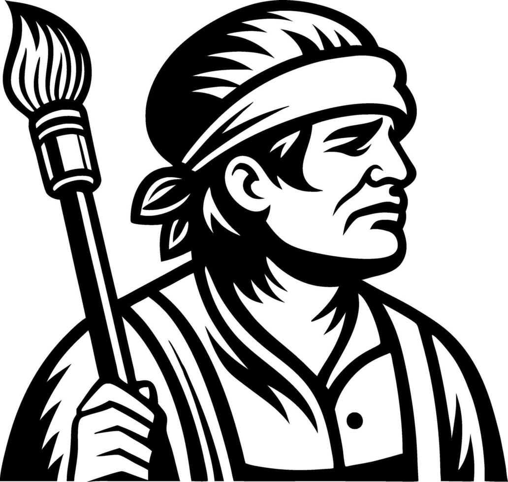 Skilled Artisan Holding Paintbrush Vintage Style Design for Tattoos and Crafts vector