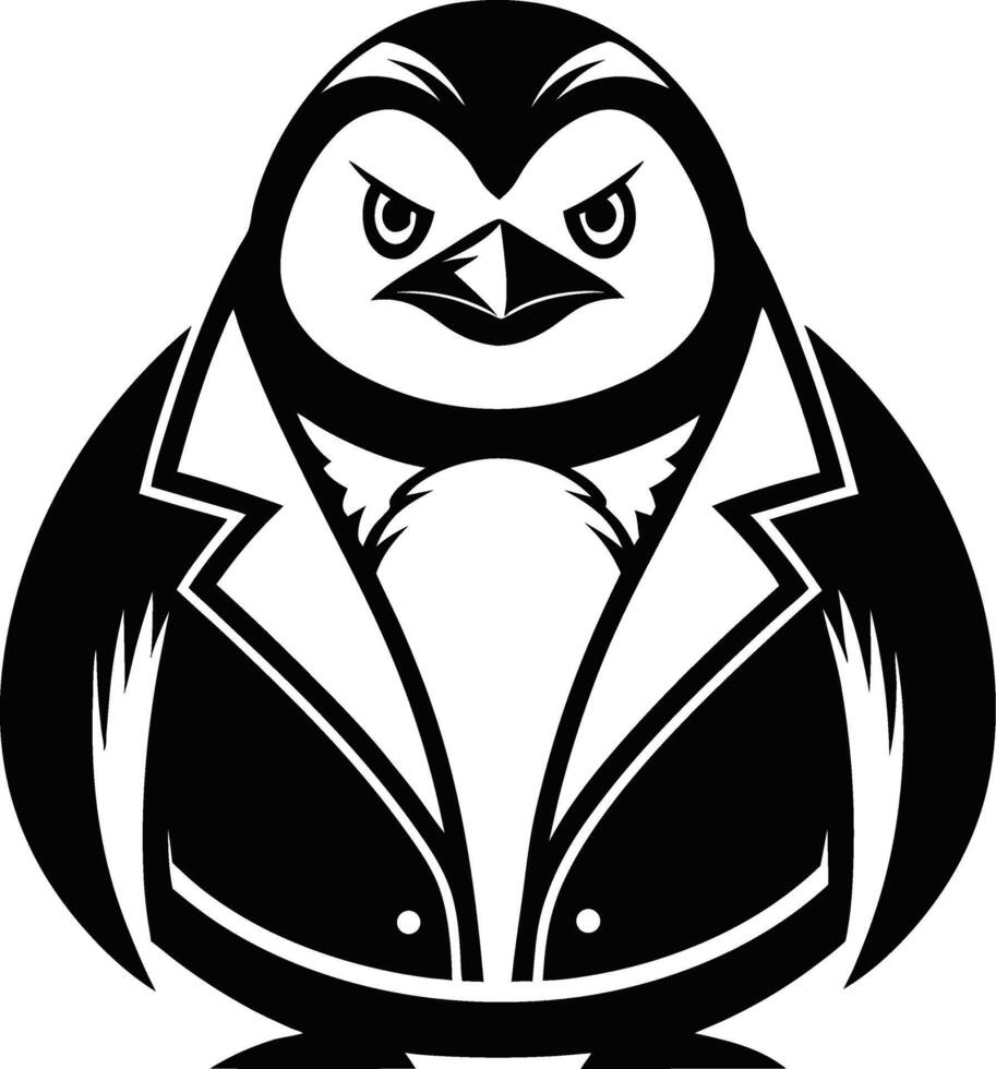 Angry Penguin in Formal Suit Graphic Design for Tattoo Art and Merchandise vector