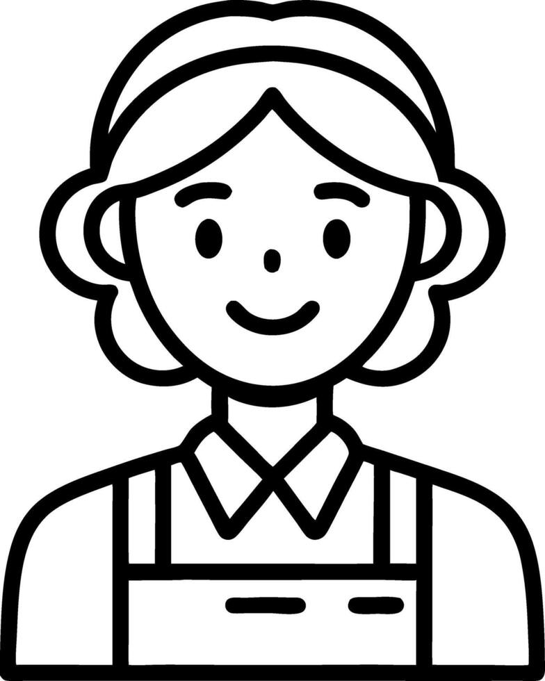 Cheerful Cartoon Character with Apron and Headband Ideal for Coloring Books and Illustrations vector