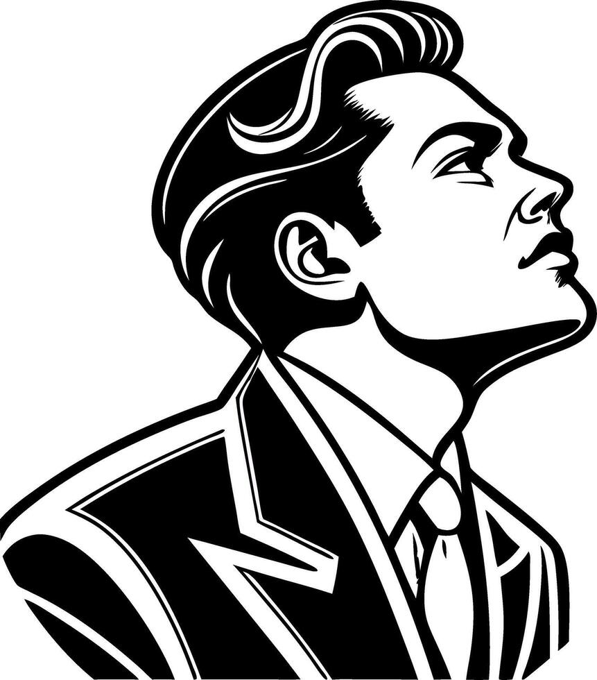 Stylized Profile of a Confident Man in Formal Attire Ideal for Modern Design and Illustration vector