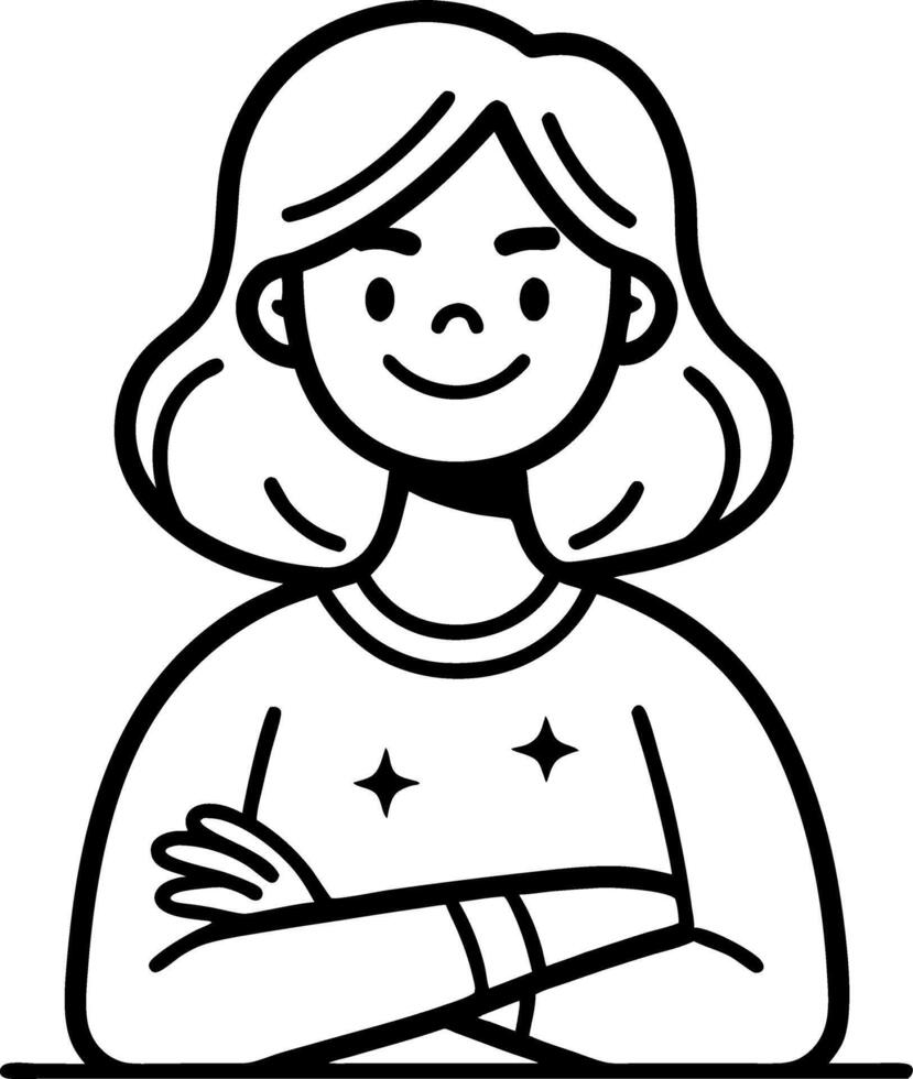 Happy Smiling Woman with Crossed Arms Illustration for Fun and Creative Projects vector