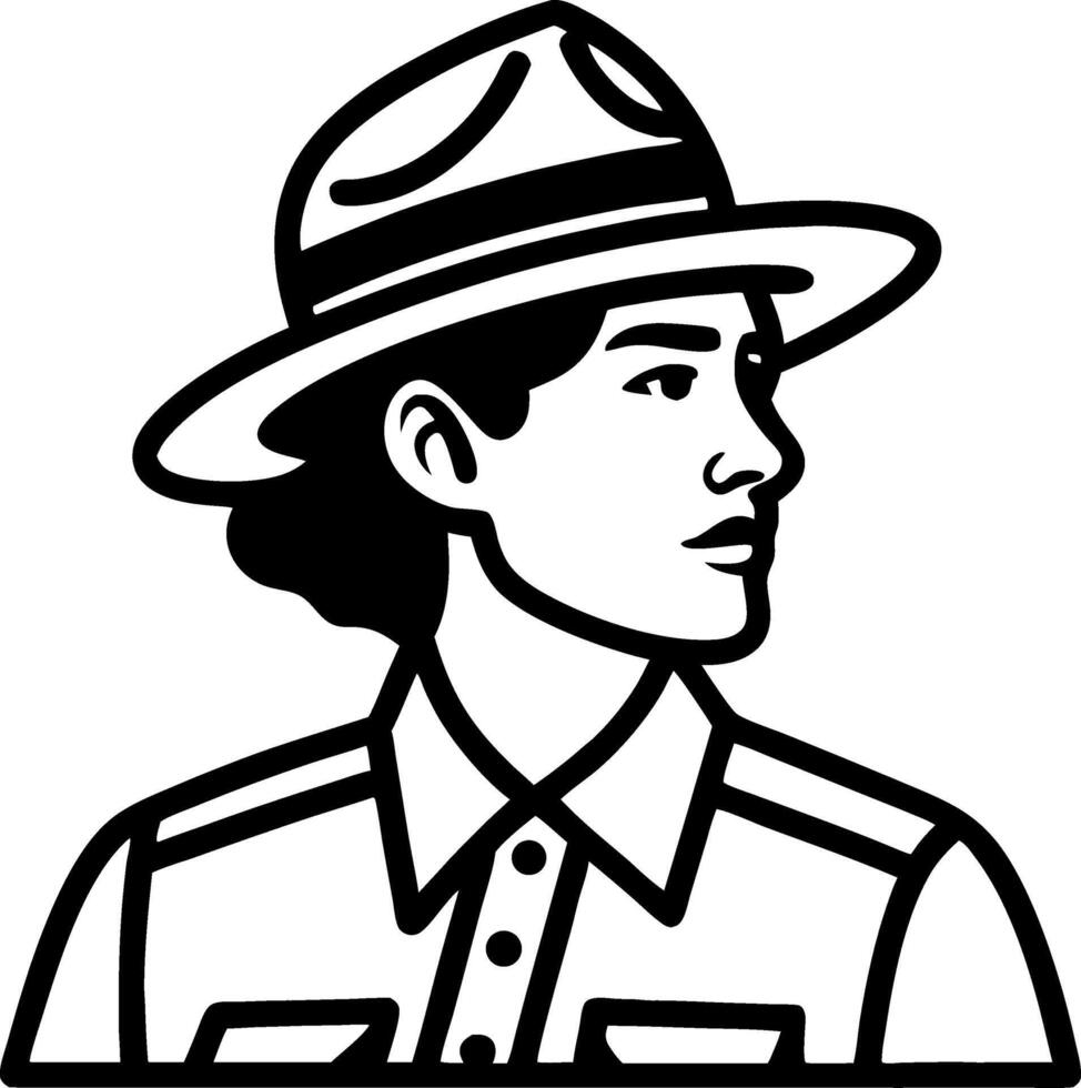 Vintage Female Park Ranger Illustration Profile View for Nature Conservation Themes vector