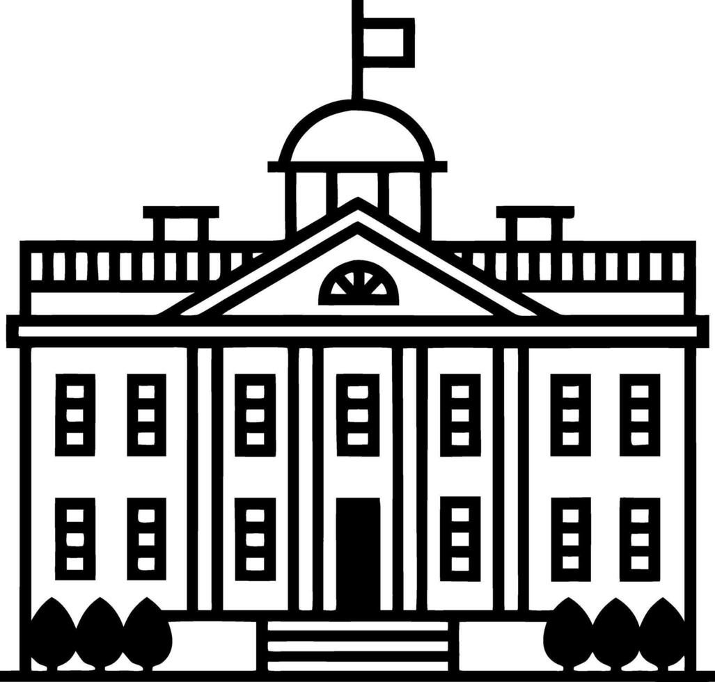 Classic Government Building Illustration Ideal for Educational Materials and Coloring Activities vector