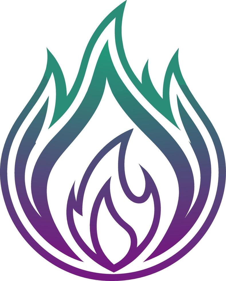 Stylized Flame Illustration in Gradient Colors for Tattoos and Graphic Designs vector