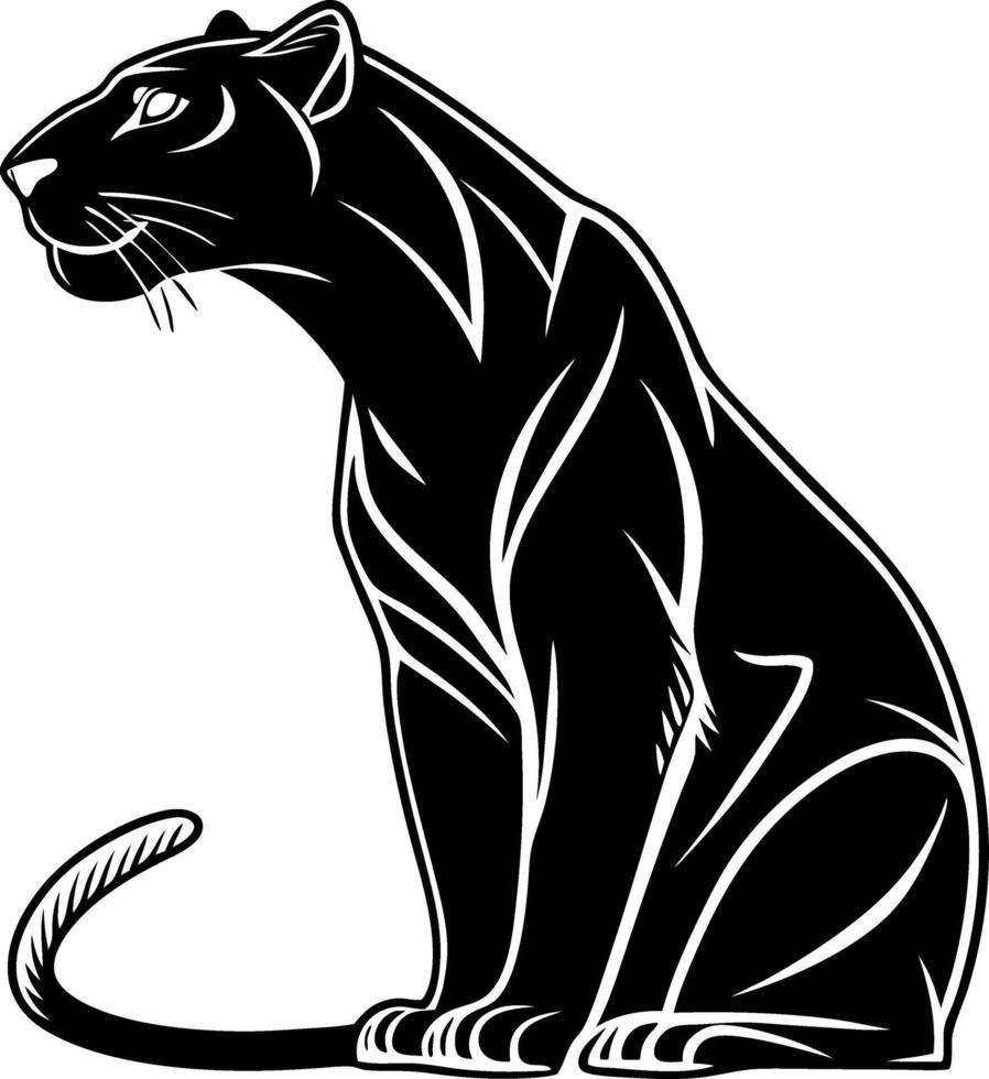 Elegant Black Panther Profile Silhouette Illustration for Tattoo Design and Artistic Use vector