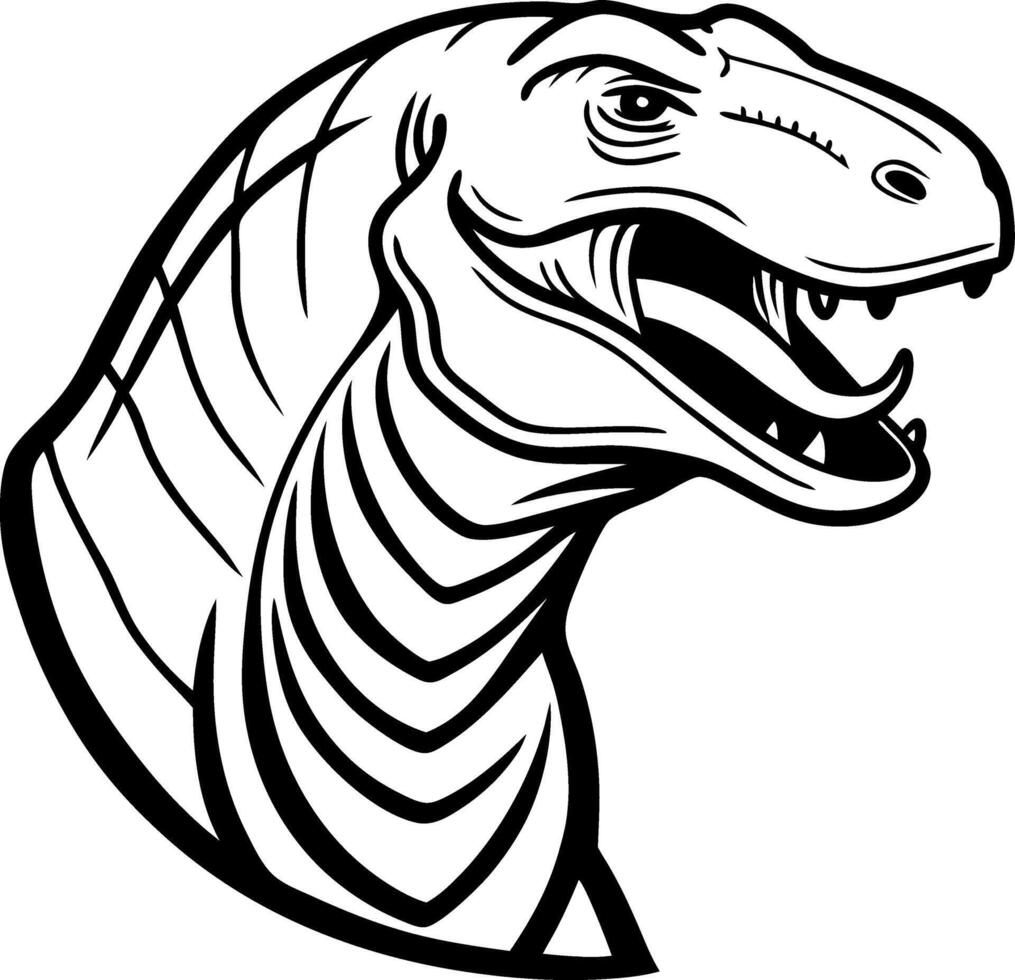 Realistic Illustration of a Fierce Dinosaur Head for Tattoo and Graphic Design vector