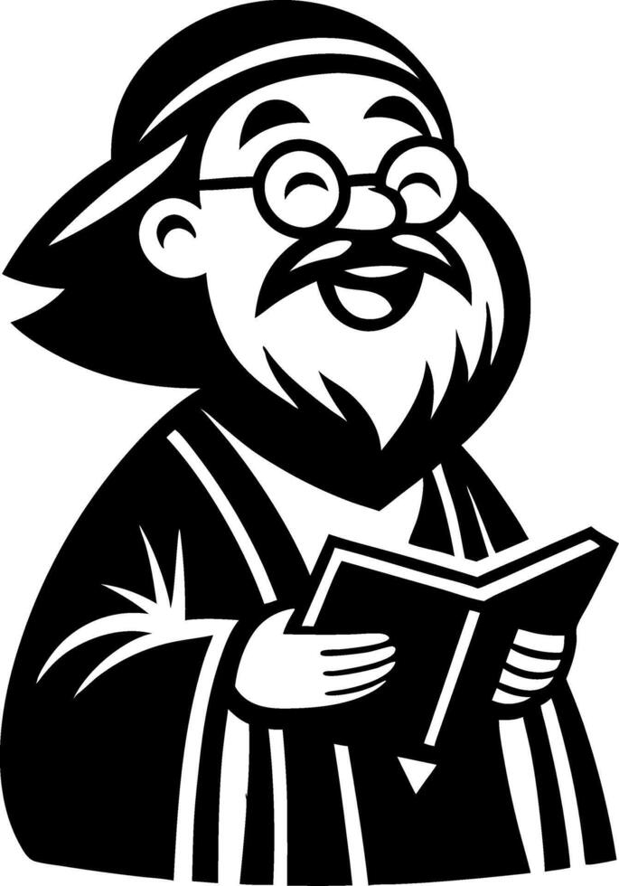 Cheerful Scholar with Glasses Holding Open Book for Educational Themes vector