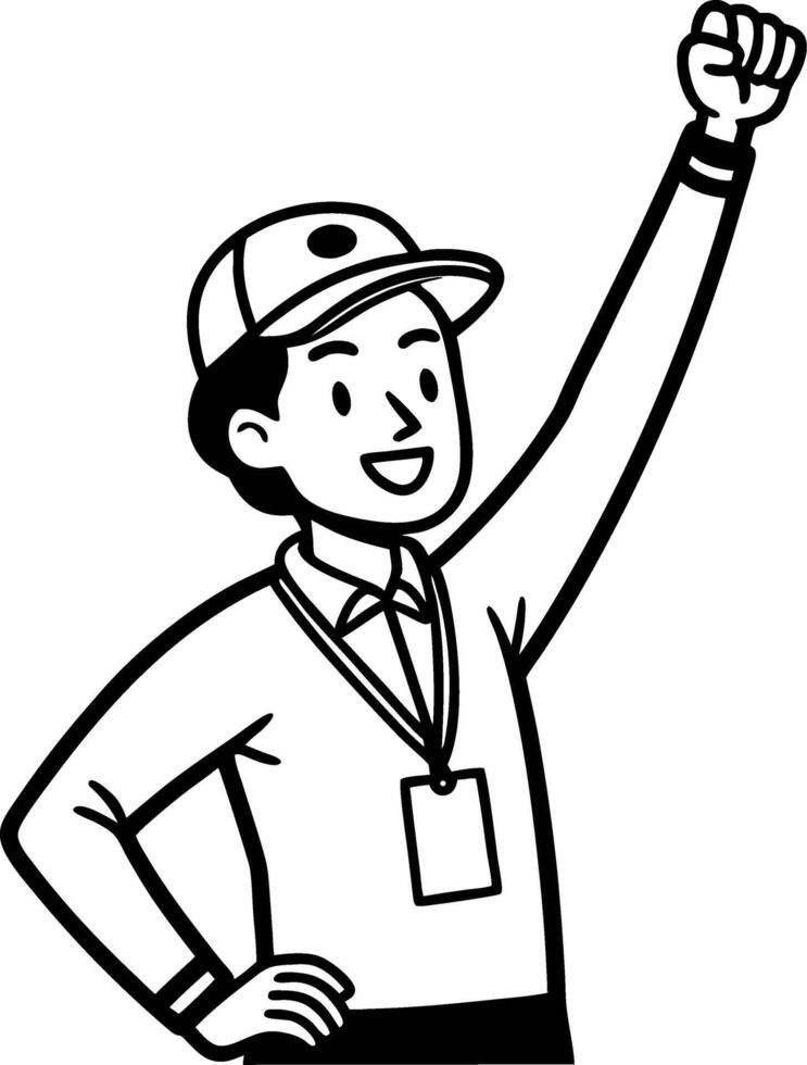 Cheerful Young Man Celebrating with Raised Fist Illustration for Motivational Projects vector