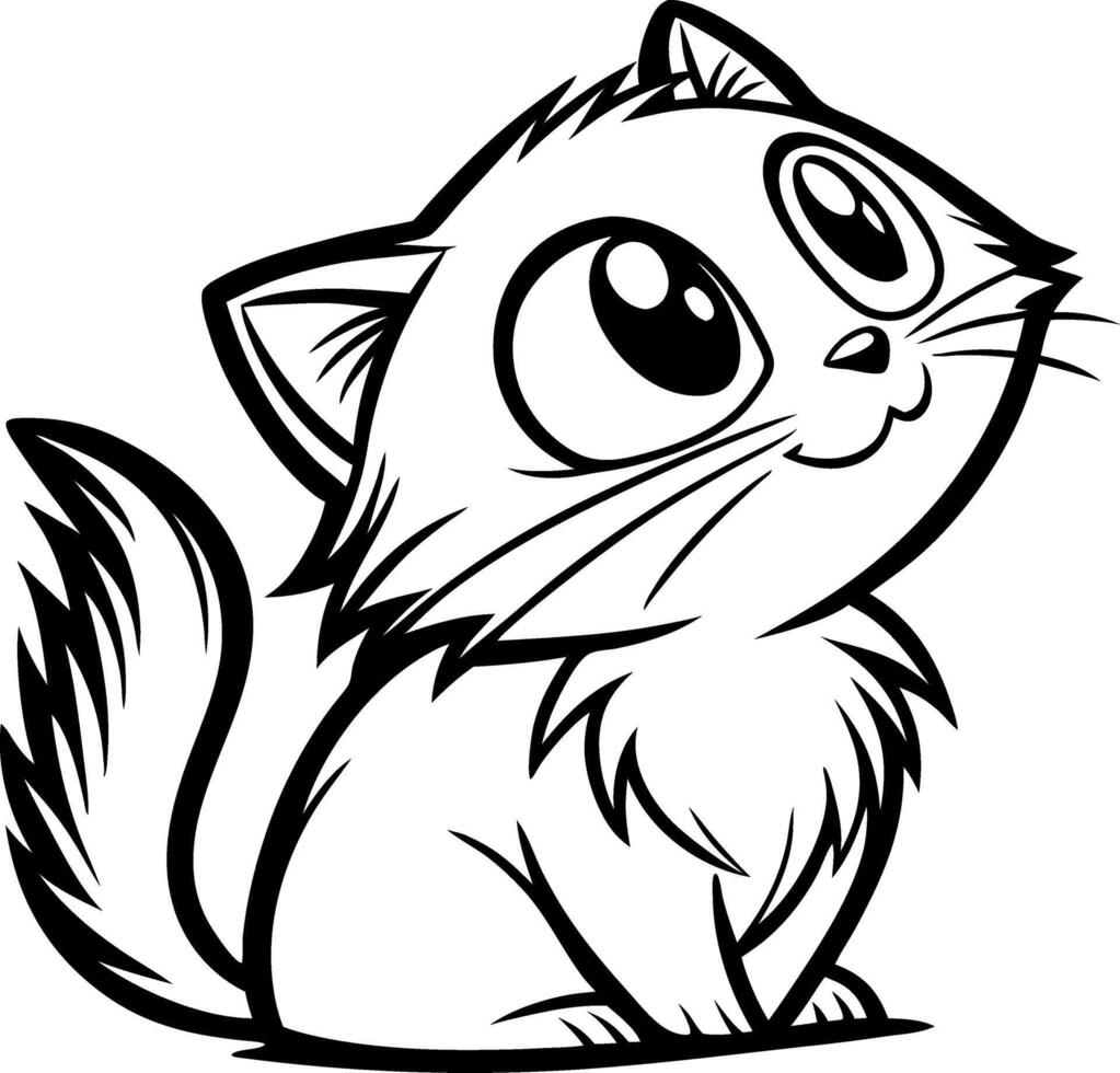 Cute Cartoon Cat Character with Big Eyes Ideal for Coloring Books and Childrens Art Projects vector