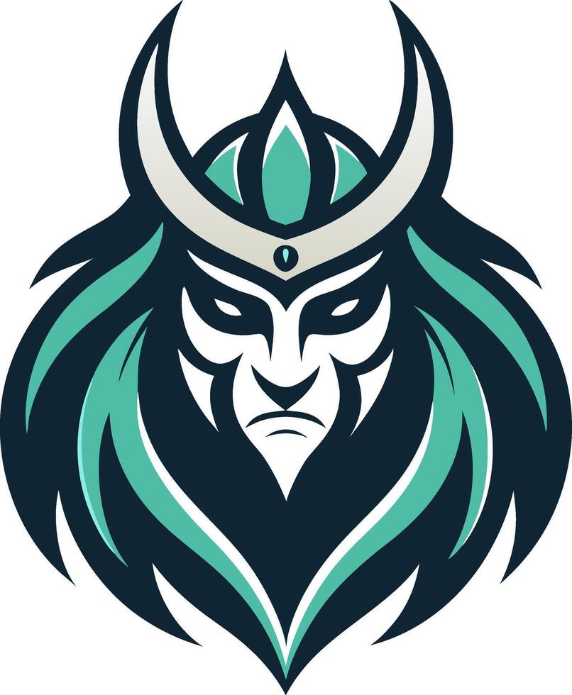 Viking Warrior Lion Illustration with Horned Helmet Perfect for Tattoo and Graphic Design vector