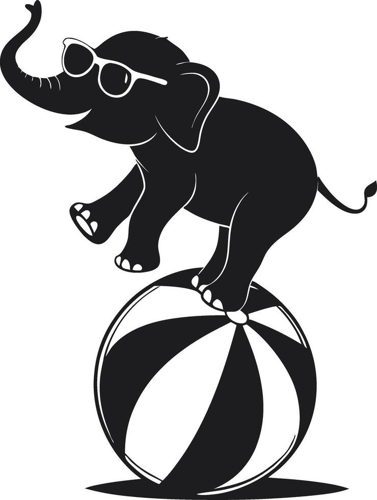 Playful Elephant Balancing on Beach Ball with Sunglasses for Fun Designs vector
