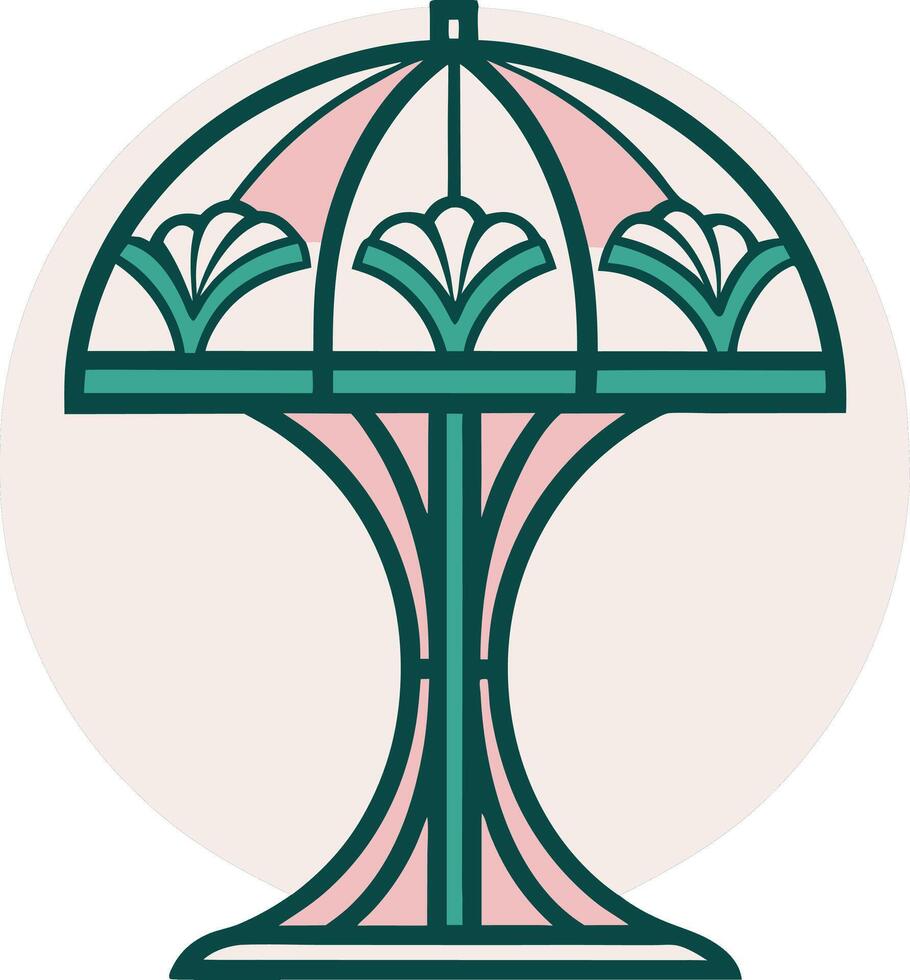 Elegant Vintage Table Lamp Design with Floral Details for Home Decor and Creative Projects vector