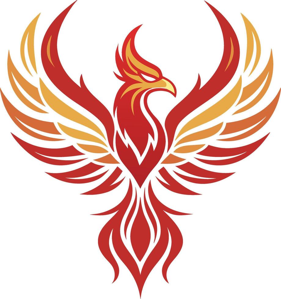 Bold Phoenix Design Featuring Fiery Colors Ideal for Tattoos and Graphic Projects vector