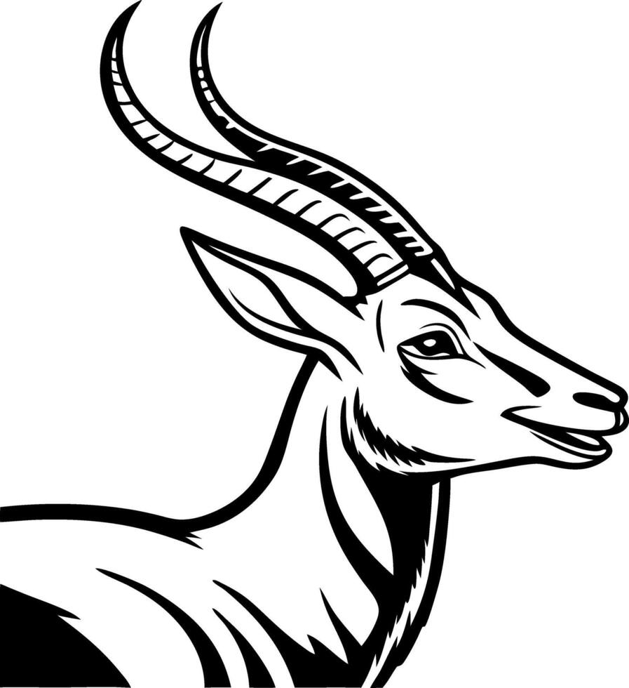 Graceful Antelope Head Art with Detailed Horns for Wildlife Tattoos and Graphic Design vector
