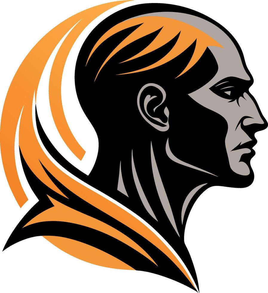 Stylized Male Profile Illustration with Dynamic Hair and Bold Lines for Modern Design Applications vector