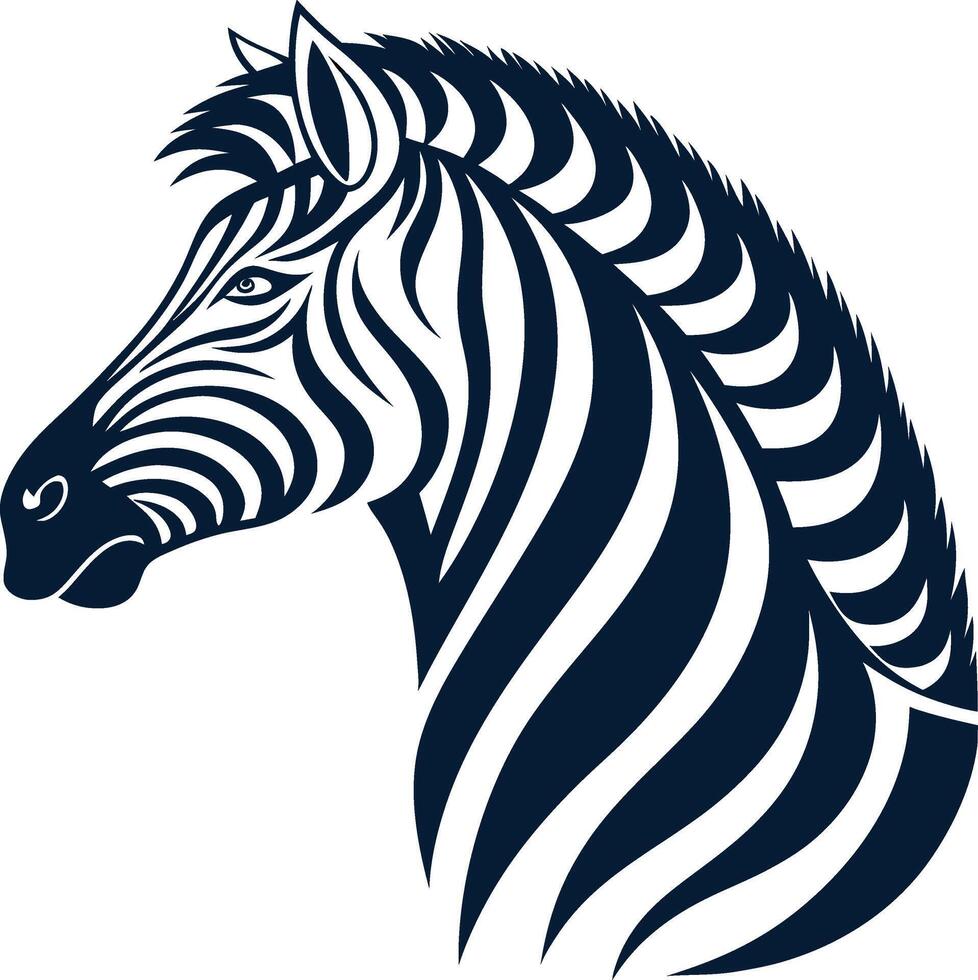 Stylized Zebra Head Illustration for Tattoo Design and Creative Projects vector